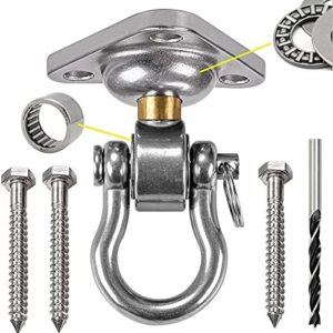 Dakzhou Heavy Duty Swing Hanger 180°+360° Bearing Stainless Steel, for Wooden Porch Swing Yoga Hammock Chair, Sandbag