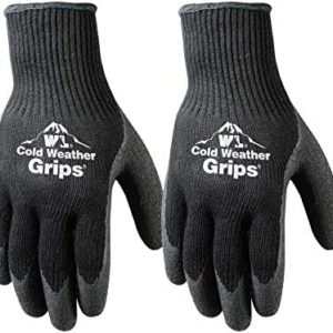 Wells Lamont Cold Weather Latex Grip Versatile Winter Work Gloves | Cut & Tear Resistant | 2-Pair Pack, Medium (526MN) , Black