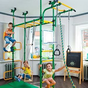 Pegas: Children's Indoor Home Gym Swedish Wall Playground Set Gymnastic Ladder Horizontal bar Moving Gymnastic Rings Trapeze Climbing Rope Hole Snake Basketball Swing Gyms Climber