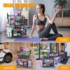 PLKOW Dumbbell Rack, Weight Rack for Dumbbells, Home Gym Storage for Dumbbells Kettlebells Yoga Mat and Balls, All in One Workout Storage with Wheels and Hooks, Powder Coated Finish Steel - Image 3