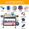 Omreid Home Gym Storage Rack,Yoga Mat Storage,Ball Storage,Dumbbell Rack,Weight Rack for Dumbbells, Kettlebells,Yoga Mat and Small Yoga Balls, All in One Workout Storage with Wheels and Hooks,Easy Assemble - Image 2