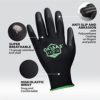 Safety Work Gloves Bulk Pack 12, Odorless Polyurethane Coated with Grip, Seamless Knit Working Gloves for Men Women, Ultra-Thin and Breathable, Ideal for Light Duty Work (Black, Large) - Image 5