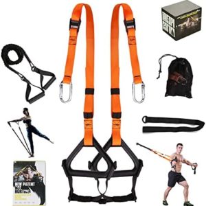 Moulyan Bodyweight Resistance Training Straps Complete Home Gym Fitness Trainer kit for Full-Body Workout Easy Setup Gym Home Outdoors (Orange)