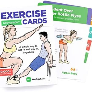 WorkoutLabs Exercise Cards: Bodyweight – Premium Home & Gym Workout Flash Cards Deck for Women and Men with 60 Exercises and 12 No Equipment Routines · Waterproof Plastic Fitness Flashcards