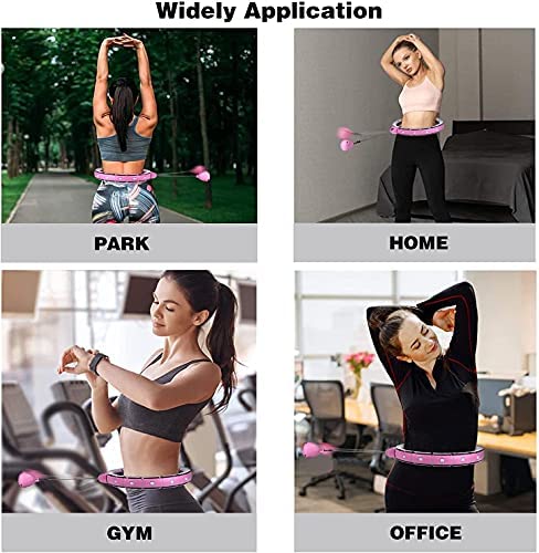 POWWA Smart Weighted Fitness Hoop for Adults, 2 in 1 Abdomen Fitness Weight Loss Massage No Falling Hula Exercise Hoops, Adjustable 15 Detachable Knots Spinning Ball - Image 7