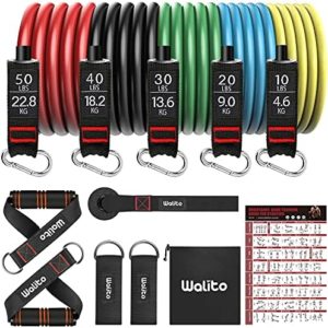 Resistance Bands Set - 150lbs/200lbs/250lbs Exercise Resistance Bands with Handles, 5 Tube Fitness Bands with Door Anchor, Elastic Bands for Exercise, Physical Therapy, Home Workouts