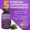 Viva Naturals Sambucus Elderberry with Vitamin C, Zinc, Vitamin D3 5000 IU & Ginger (120 Capsules) - Antioxidant & Immune Support Supplement, 2 Month Supply - 5 in 1 Black Elderberry for Adults - Image 2