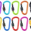 IEBUOBO 10 Pack Aluminum D Ring Key Rings Hiking Clips Locking Carabiner for Hiking Camping Fishing and Outdoor Use，Clips with Screw Gate Multicolored - Image 4