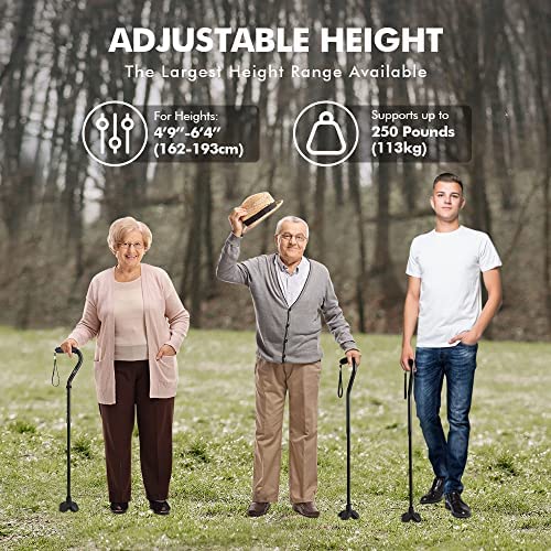 KINGGEAR Walking Cane for Women and Men, Lightweight and Sturdy Offset Walking Stick , Large Quad Base Canes for Seniors, Walking Crutches for People with Leg Injuries - Image 6