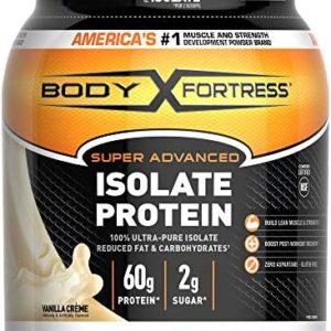 Body Fortress Super Advanced Isolate Protein Powder, Gluten Free, Vanilla Creme Flavored, 1.5 Lb