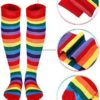 4 Pairs Rainbow knee socks Women Colorful Striped High Socks Girls Thigh High Stockings - Image 4
