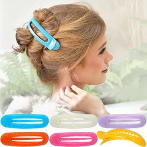 RC ROCHE ORNAMENT 6 Pcs Womens French Barrette Classic Duckbill Alligator Eyelet Oval Hair Decor Clips Side Slide Firm Grip Beauty Accessory Plastic Styling Pin Clamps, Medium Jelly Candy Multicolor