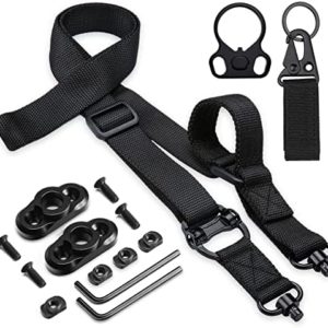 Rifle Sling 2 Point Sling Quick Adjust with QD Sling Swivels, 2 PCS QD Sling Mount for Mlok, Rifle Straps with Fast Adjust Thumb Loop