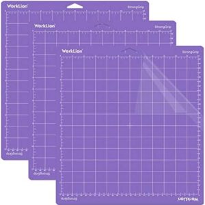 WORKLION Cutting Mat 12x12 StrongGrip for Cricut: Cricut Explore One/Air/Air 2/Maker Strong Adhesive Sticky Non-Slip Durable Mat for Arts & Crafts Projects - Purple Cutting mat(3 Pack)