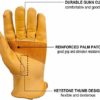 OZERO Flex Grip Leather Work Gloves Stretchable Wrist Tough Cowhide Working Glove 1 Pair (Gold, Large) - Image 7