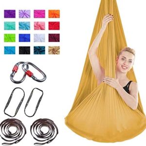 ZCXBHD Aerial Yoga Hammock Premium Aerial Silk Yoga Swing for Antigravity Fitness Inversion Exercises Improved Flexibility Core Strength (Color : Yellow)