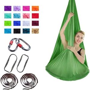 ZCXBHD Aerial Yoga Hammock Premium Aerial Silk Yoga Swing for Antigravity Fitness Inversion Exercises Improved Flexibility Core Strength (Color : Green)