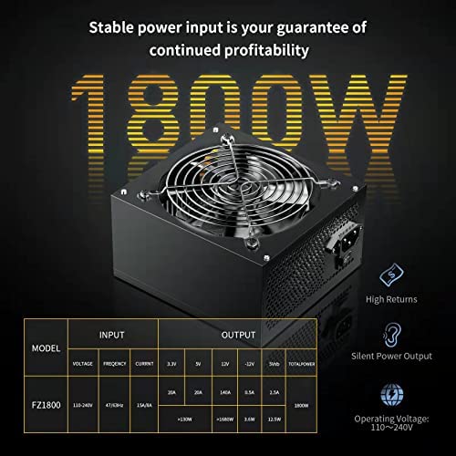 Foyozisun GPU Mining Rig Complete System Ethereum ETC Crypto Miner with 8 GPU Mining Motherboard and 1800W Power Supply 8G RAM (Without GPU) - Image 3