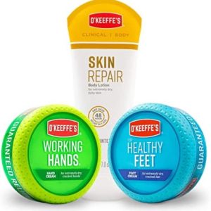 O’Keeffe’s Variety Pack Including Working Hands Hand Cream Jar, Healthy Feet Foot Cream Jar, and Skin Repair Body Lotion Tube