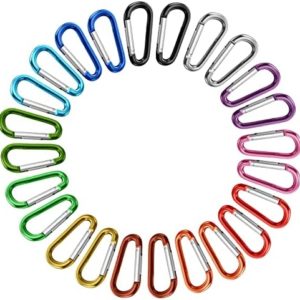 STURME 2" Aluminum D Ring Carabiners Clip D Shape Spring Loaded Gate Small Keychain Carabiner Clip Set Outdoor Camping Mini Lock Snap Hooks Spring Link Key Chain Durable Improved 24 PCS