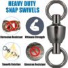 Dr.Fish 20 Pack Fishing Ball Bearing Swivels, Saltwater Swivels Fishing Tackle Copper Stainless Steel Solid Rings Black Nickel Coating Barrel Swivels Heavy Duty Catfish Swivel - Image 7