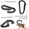 Carabiner Clip, 855lbs,3" Heavy Duty Caribeaners for Hammocks, Camping Accessories,Hiking,Keychains,Outdoors and Gym etc,D Shaped Spring Hook Small Carabiners for Dog Leash,Harness and Key Ring,Black - Image 2
