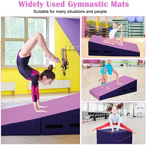 Incline Gymnastics Mat 48 x24 Inch Foldding Exercise Mat,Gymnastic Tumbling Mat w/ Handle,Cheese Wedge Skill Shape Mats for Gymnastics,Indoor/Outdoor Home Gym Fitness Yoga Mat for Kids Tumbling - Image 5