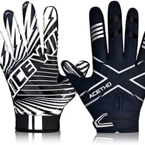 ACETHO Football Gloves Adult Youth Football Receiver Gloves, Silicone Super Sticky Football Gloves and High Grip Football Gloves for Kids Men and Women