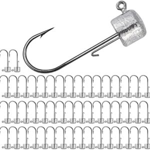 50 Pack Ned Rig Jig Hook Kits, Mushroom Jig Heads for Soft Lures, Standard Mushroom Fishing Jig Hooks, 1/8oz 1/6oz 1/4oz