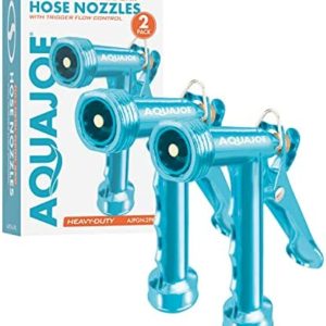 Aqua Joe AJPGN-2PK Full Metal Pistol Grip Hose Nozzle, 2-Pack, Blue