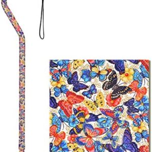 NOVA Medical Products NOVA Sugarcane, Walking Cane with All Terrain Rubber Quad Tip Base and Carrying Strap, Butterfly Symphony Design