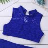 Aiihoo Kids Girls Two Piece Sports Ballet Dance Gymnastic Outfits Sleeveless Floral Lace Mock Neck Tops with Bottoms Set - Image 5