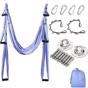 MQSS Antigravity Yoga Hammock, Yoga Swing with Mounting Kit, Aerial Yoga Hammock/Sling/Inversion Tool for Relieve Back Pain, Air Yoga Inversion Exercises Purple