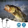 MadBite 24 Pack Ned Rig Jig Hook Kits, Finesse Mushroom Jig Heads for Soft Lures, Standard and EWG Mushroom Jig Hooks, 1/8, 1/16 and 3/16 oz, Black and Green Pumpkin - Image 3
