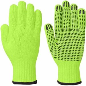 Wideskall® High Visibiliby Large Cotton PVC Dots Grip String Knit Safety Work Glove, 1 Pair