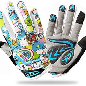 Cycling Gloves Kids Boys Girls Gel Padded Full Finger Road Bike Riding Mountain Bicycle Non-Slip Touch Screen Pair for Youth Junior Children Ages 2-14