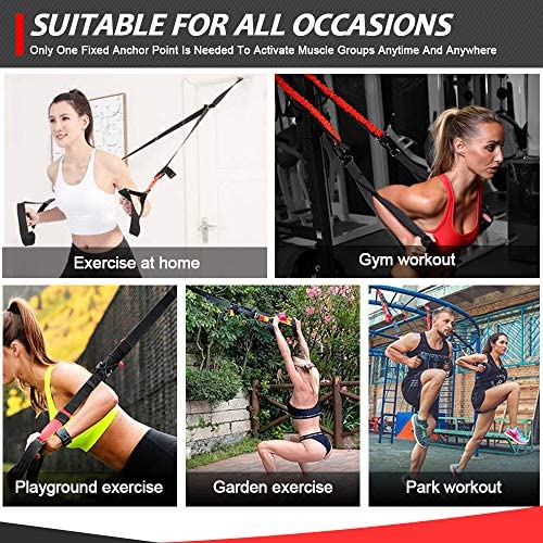 M.A.K Suspension Trainer System,Include Faction of Suspension Resistance Training Straps+Aerial Yoga Swing Belt+Adjustable Chest Expander, 2021 Updated Home/Gym/Yoga Studios Workout Equipment - Image 8