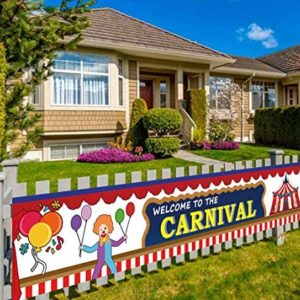 Large Circus Carnival Banner, Circus Carnival Party Supplies Decorations, Carnival Birthday Party Supplies, Both Indoor Outdoor (9.8 x 1.6 feet)