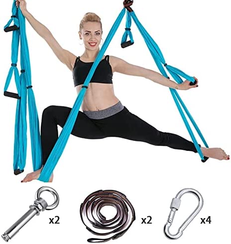 QueenLine Full Set 6 Handles Anti-Gravity Aerial Yoga Ceiling Hammock Flying Swing Trapeze Yoga Inversion Device Home Gym Hanging Belt Yellow with Orange China - Image 4