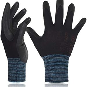 DEX FIT Premium Nylon Nitrile Work Gloves FN320; Firm Non-Slip Grip; Thin & Lightweight; Durable & Foam Coated; 3D-Comfort Fit; Machine Washable, Black L (9) 1 Pair