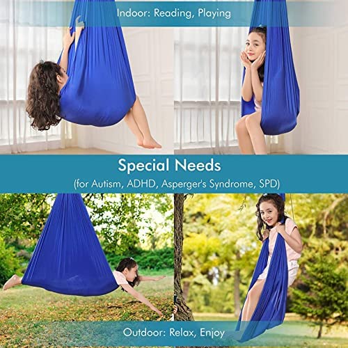 Meiyya Aerial Yoga Hammock, Transparent Yoga Swing Aerial Kit Durable Elastic Adjustable Sturdy Nylon with Daisy Chains O for Body Firming for Aerial Yoga(Sapphire) - Image 2