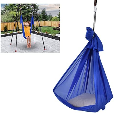 Meiyya Aerial Yoga Hammock, Transparent Yoga Swing Aerial Kit Durable Elastic Adjustable Sturdy Nylon with Daisy Chains O for Body Firming for Aerial Yoga(Sapphire) - Image 3