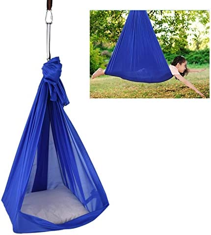 Meiyya Aerial Yoga Hammock, Transparent Yoga Swing Aerial Kit Durable Elastic Adjustable Sturdy Nylon with Daisy Chains O for Body Firming for Aerial Yoga(Sapphire) - Image 4