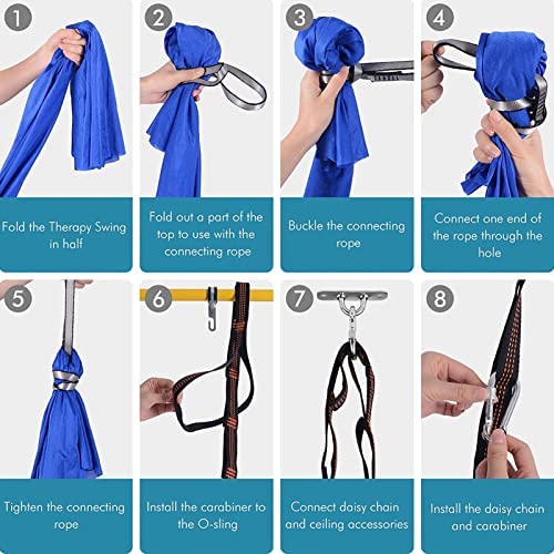 Meiyya Aerial Yoga Hammock, Transparent Yoga Swing Aerial Kit Durable Elastic Adjustable Sturdy Nylon with Daisy Chains O for Body Firming for Aerial Yoga(Sapphire) - Image 6
