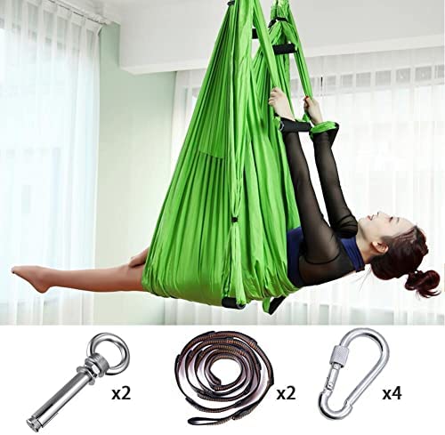 QueenLine Full Set 6 Handles Anti-Gravity Aerial Yoga Ceiling Hammock Flying Swing Trapeze Yoga Inversion Device Home Gym Hanging Belt Atrovirens Russian Federation - Image 3