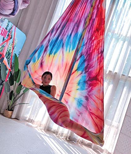 QueenLine 10Yards/9.2m Fly Aerial Silks Set for Home Yoga Ombre Sling Straps Antigravity Nylon Aerial Indoor Fitness Yoga Swing Purple Light - Image 2