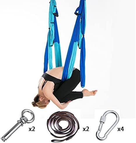 QueenLine Full Set 6 Handles Anti-Gravity Aerial Yoga Ceiling Hammock Flying Swing Trapeze Yoga Inversion Device Home Gym Hanging Belt Gray Poland - Image 6
