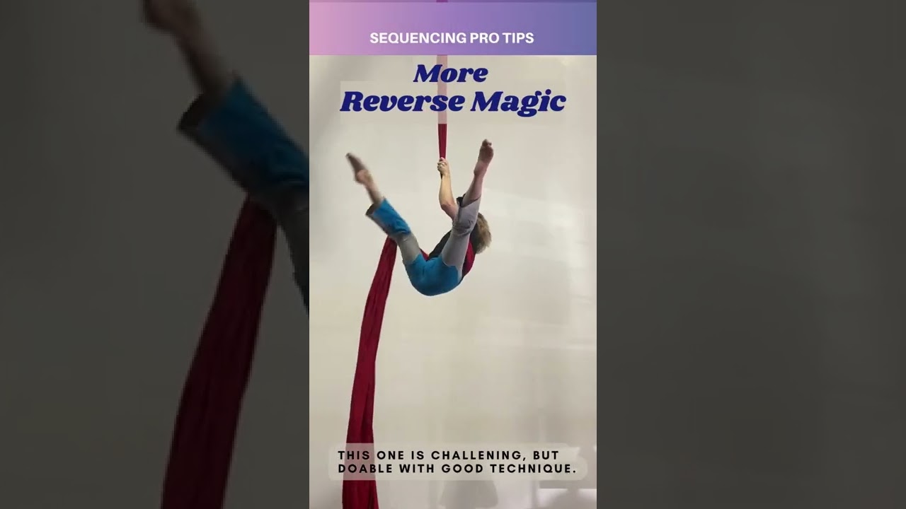 Aerial Silks doing advanced skills in reverse for unexpected sequences