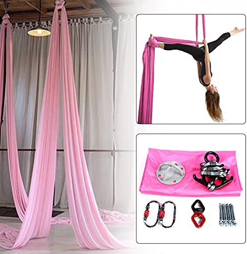 LYNICESHOP Aerial Yoga Swing Kit, Aerial Silk 3 Yards Yoga Swing Hammock Antigravity Pilates 2.8x2.8M Home Aerial Yoga Hammock Swing Include Daisy Chain,Carabiner and Pose Guide - Image 2