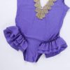 FEESHOW Kids Girls Purple Deluxe Dance Show Costume Trapeze Ruffle Leotard with Gloves Halloween Cosplay Party Outfit - Image 5